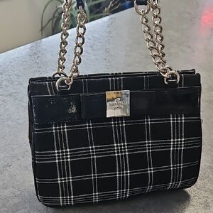 Kate Spade Black and White Plaid Shoulder Bag
